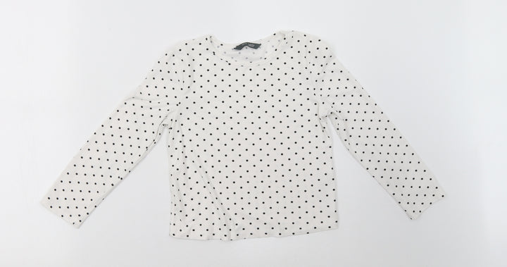 Primark Girls White Polka Dot  Pullover Sweatshirt Size 7-8 Years