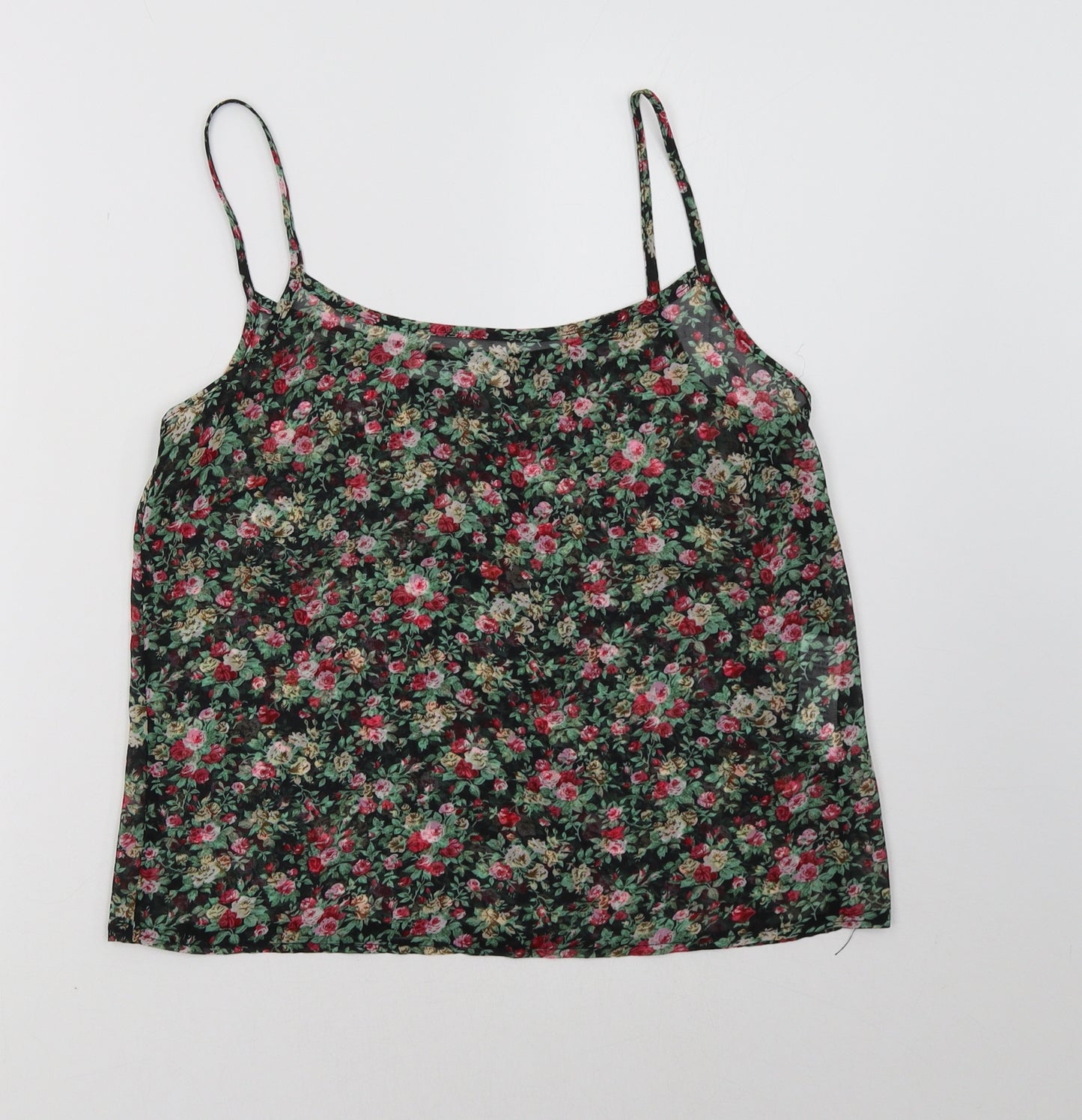 New Look Womens Black Floral  Basic Tank Size 8