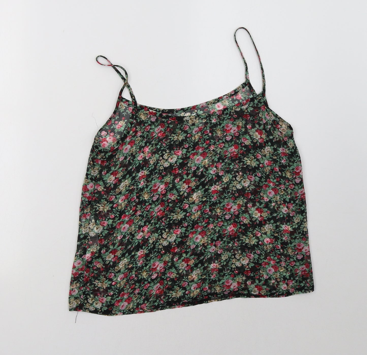 New Look Womens Black Floral  Basic Tank Size 8