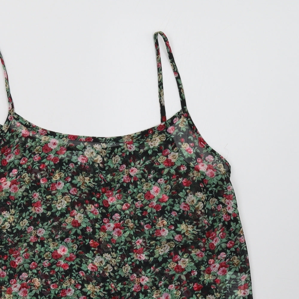New Look Womens Black Floral  Basic Tank Size 8