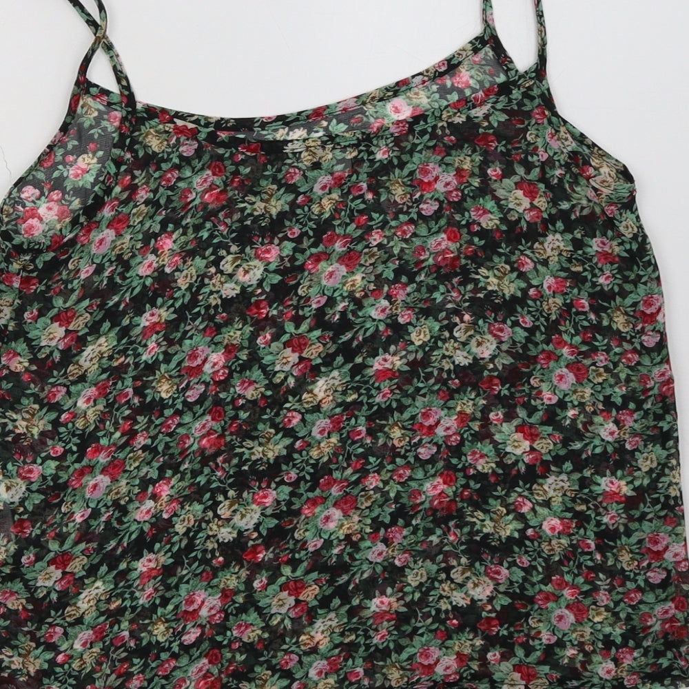 New Look Womens Black Floral  Basic Tank Size 8