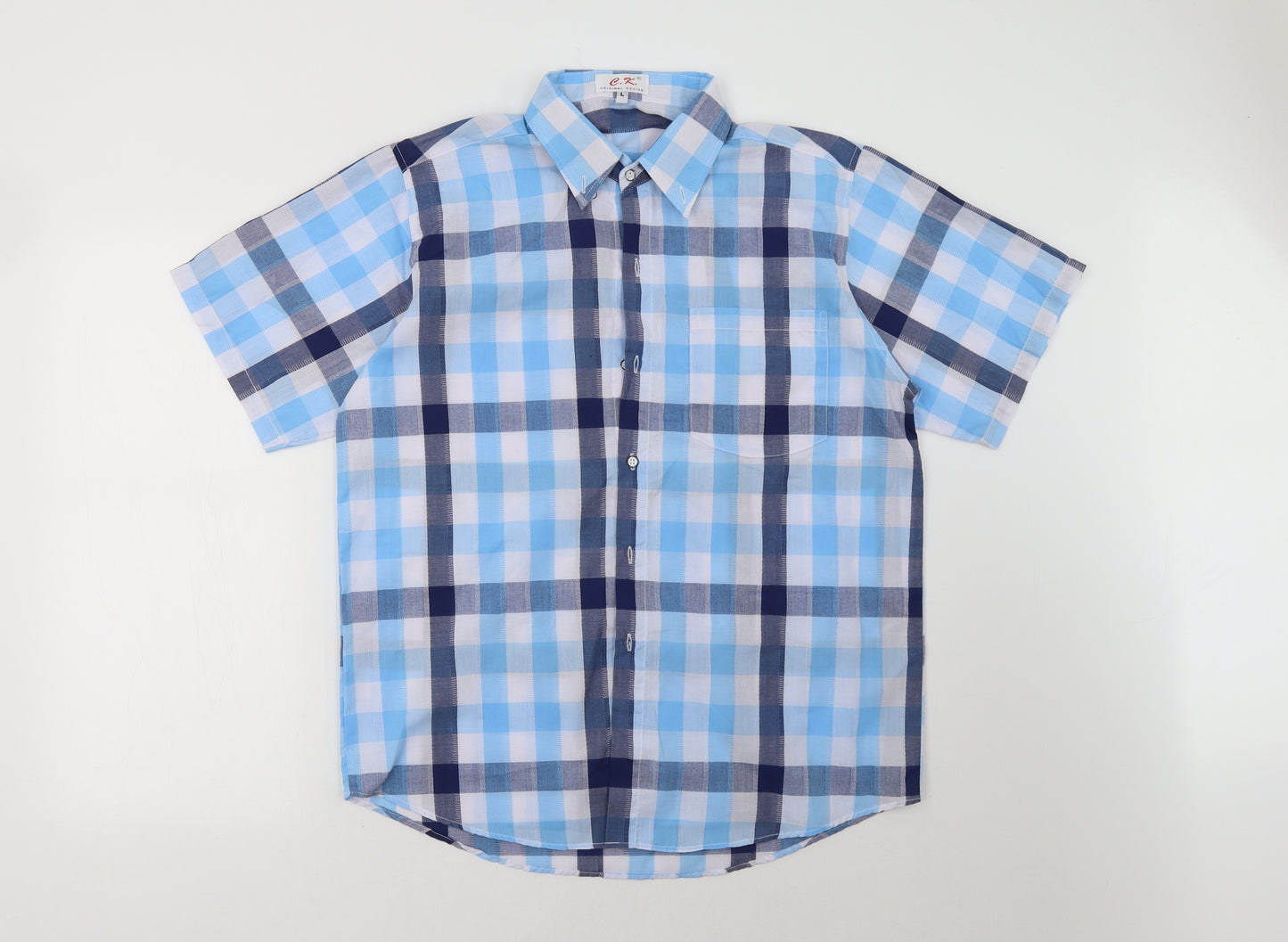 c.k  Mens Blue Check   Button-Up Size L