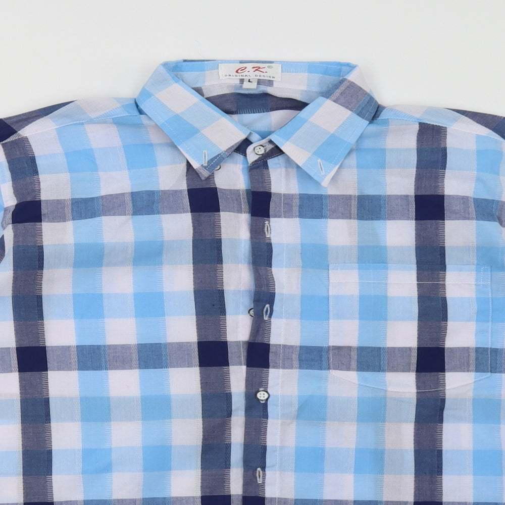 c.k  Mens Blue Check   Button-Up Size L