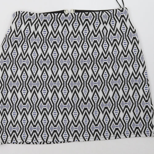 New Look Womens Blue Geometric  A-Line Skirt Size 12