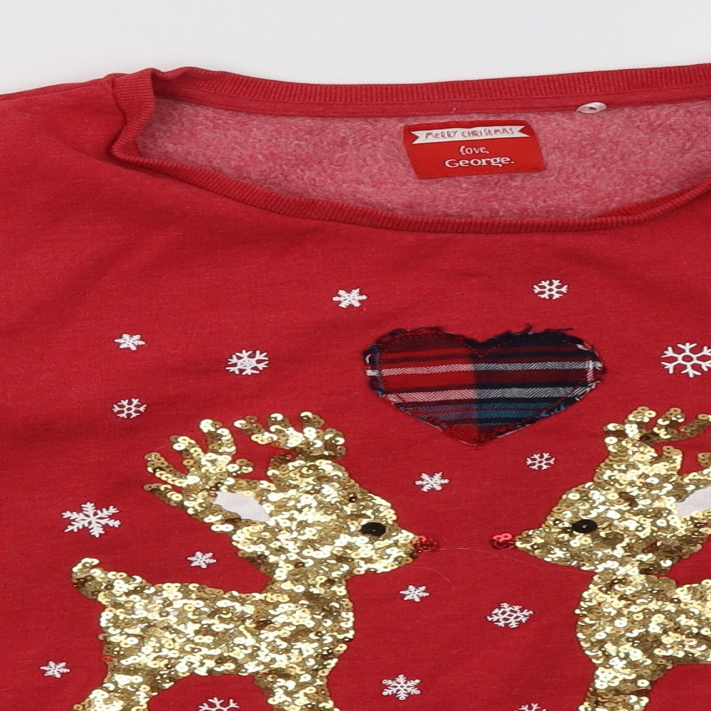 George Womens Red   Pullover Sweatshirt Size 14  - christmas