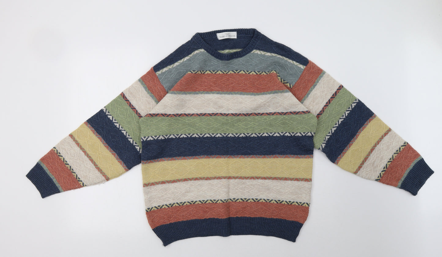 Marks and Spencer Mens Multicoloured Striped  Pullover Sweatshirt Size S