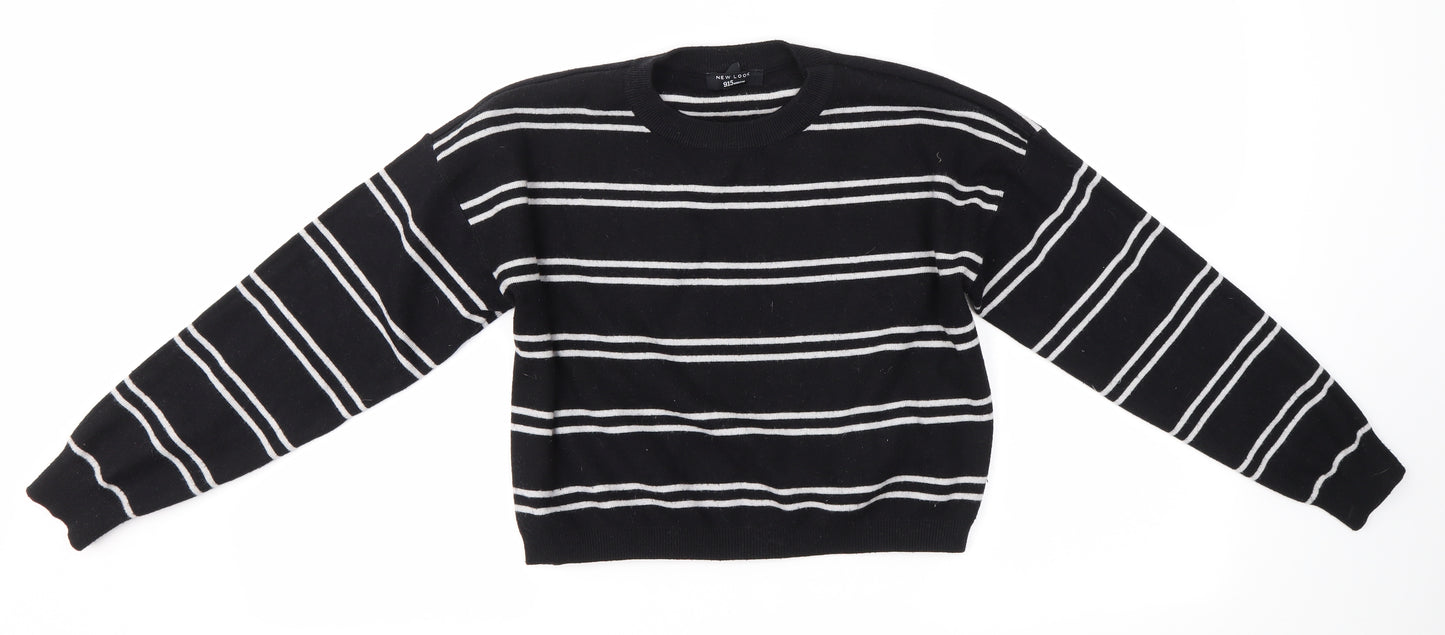 New Look Girls Black Striped  Pullover Jumper Size 14-15 Years