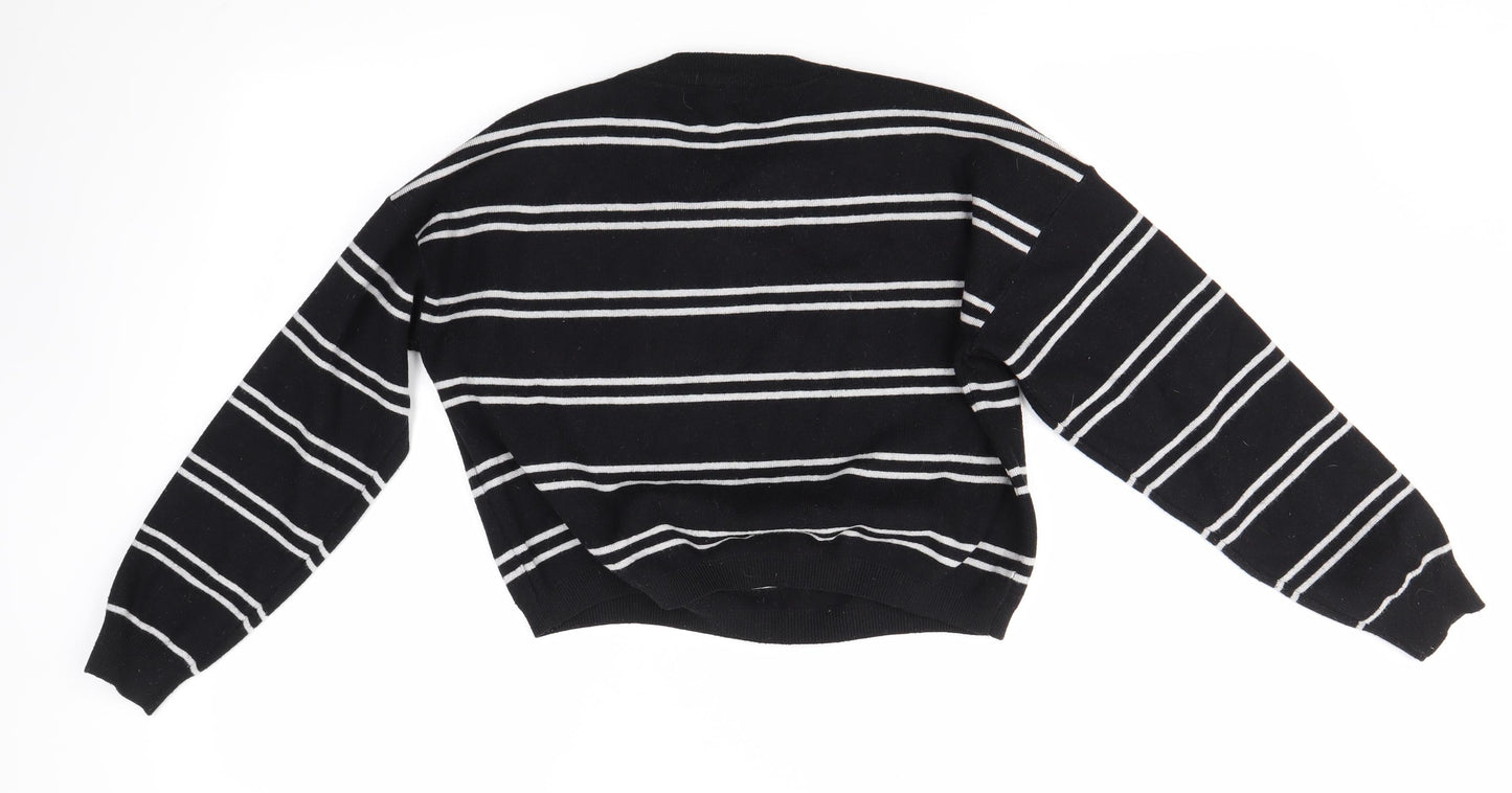 New Look Girls Black Striped  Pullover Jumper Size 14-15 Years