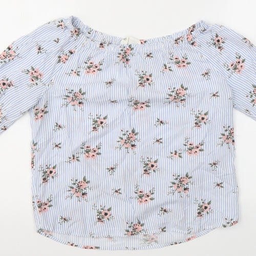 H&M Girls Blue Striped  Basic Blouse Size 13-14 Years