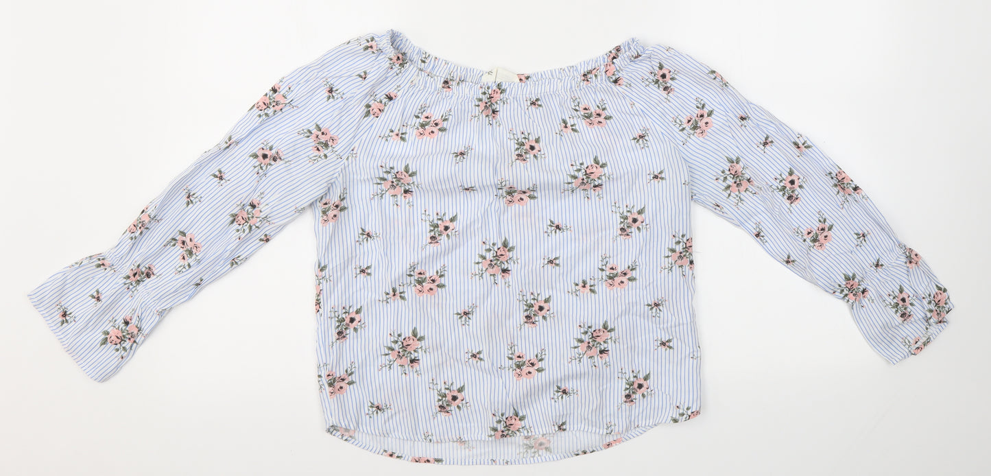 H&M Girls Blue Striped  Basic Blouse Size 13-14 Years
