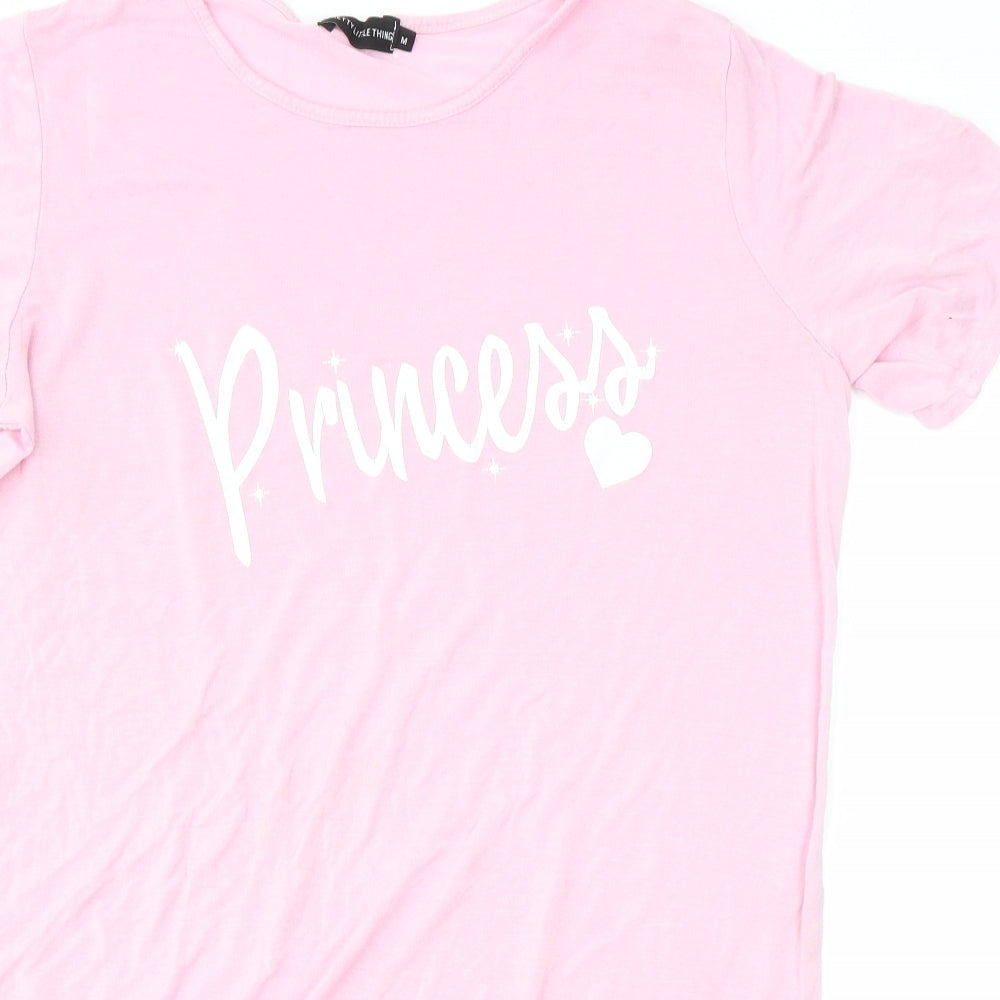 PRETTYLITTLETHING Womens Pink   Basic T-Shirt Size M