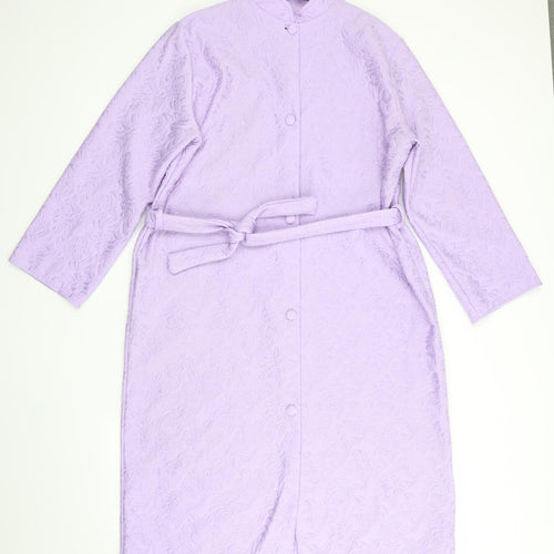 Preworn Womens Purple Floral   Robe   - Lilac Mandarin Collar Embossed pattern