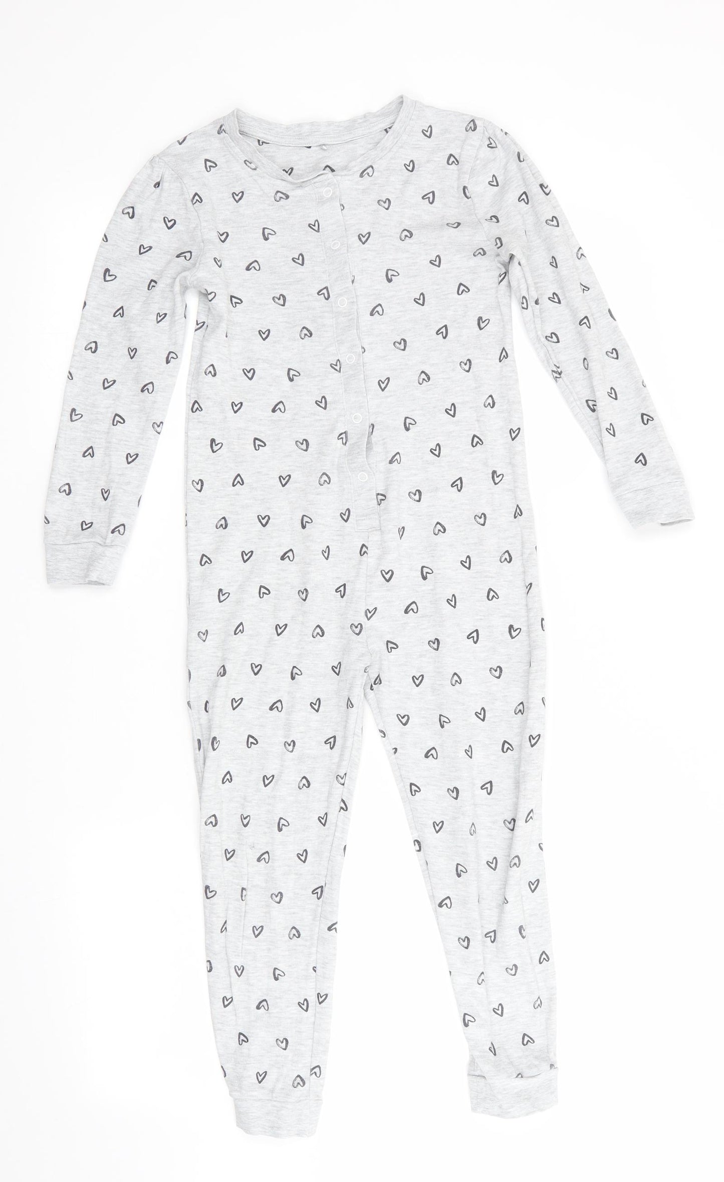 George Girls Grey Geometric   One Piece Size 7-8 Years  - Heart Print
