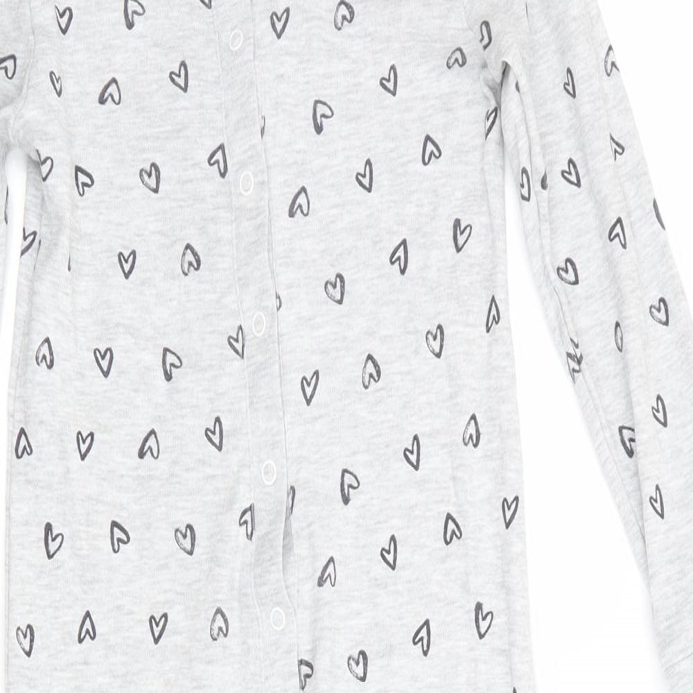 George Girls Grey Geometric   One Piece Size 7-8 Years  - Heart Print