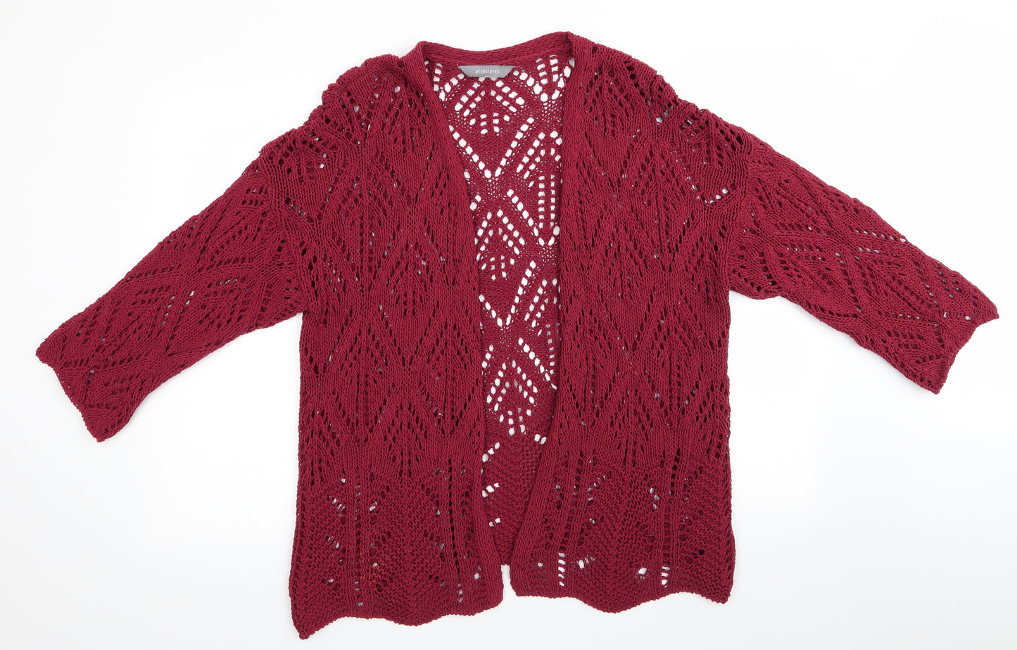 Principles  Womens Brown Geometric  Cardigan Jumper Size 22  - Open knit