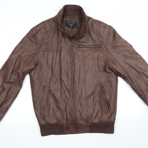 Cedar Wood State Mens Brown   Bomber Jacket Coat Size M  - Leather Look Jacket