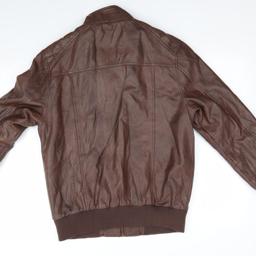 Cedar Wood State Mens Brown   Bomber Jacket Coat Size M  - Leather Look Jacket