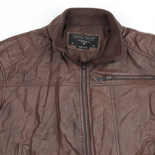 Cedar Wood State Mens Brown   Bomber Jacket Coat Size M  - Leather Look Jacket