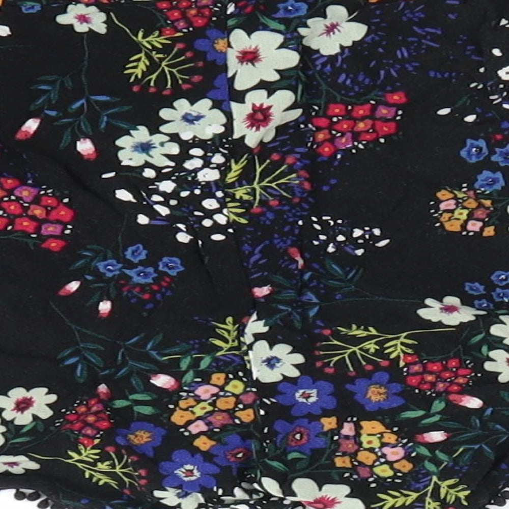 Atmosphere Womens Black Floral  Paperbag Shorts Size 8 - White red pink blue orange yellow flowers