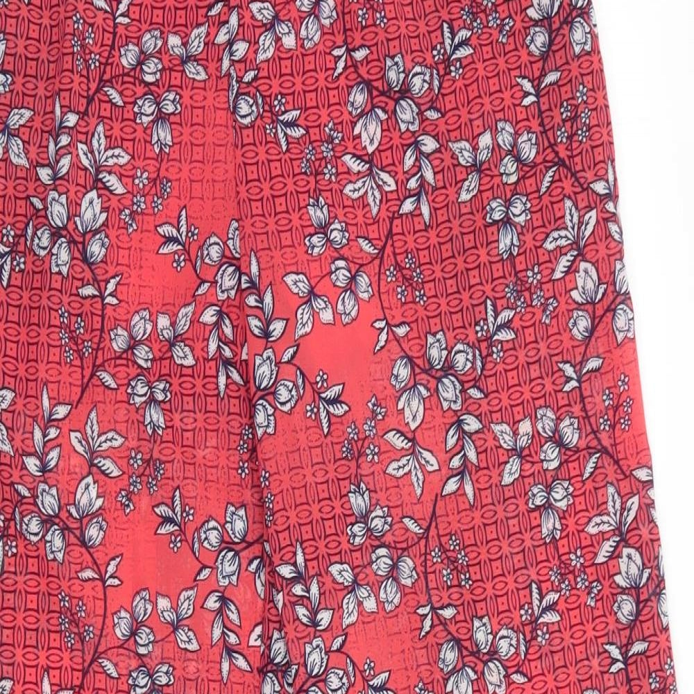 Atmosphere Womens Orange Floral  Trousers  Size 8 L30 in - Wide Legged Sheer Back Elastication