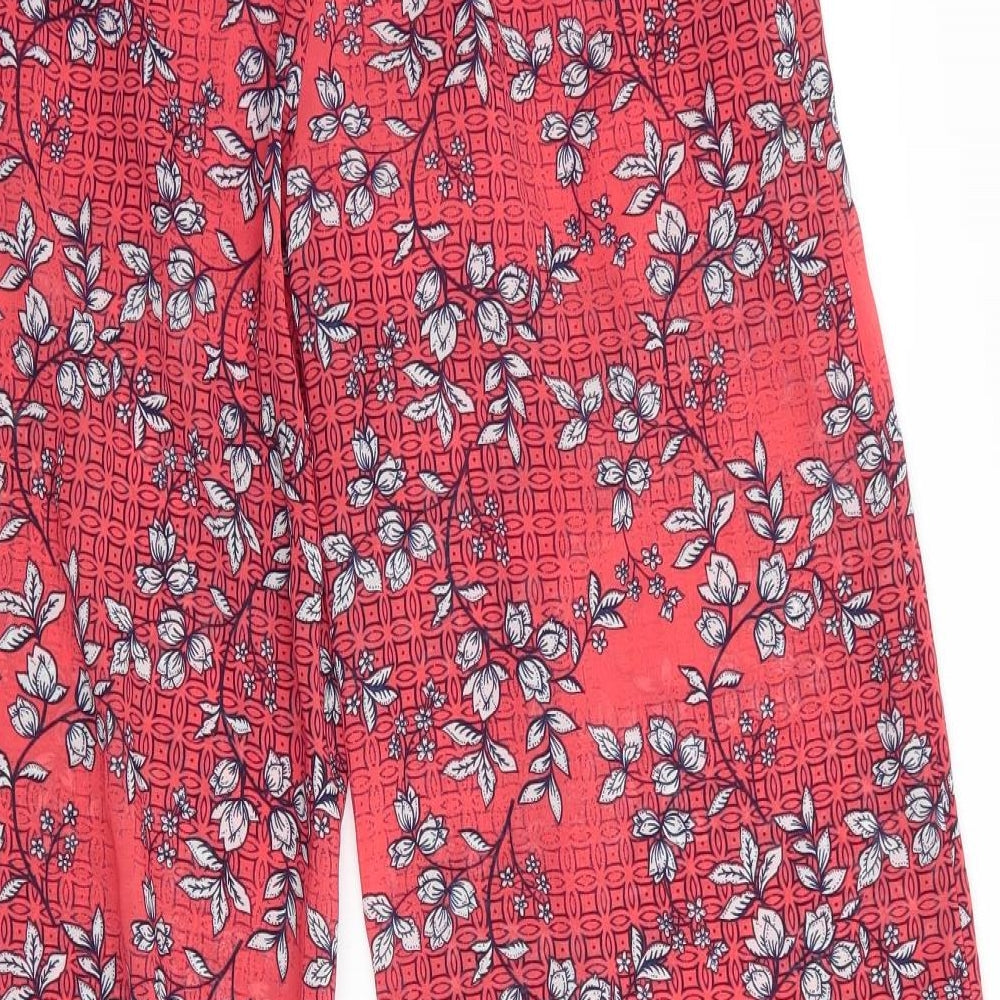 Atmosphere Womens Orange Floral  Trousers  Size 8 L30 in - Wide Legged Sheer Back Elastication
