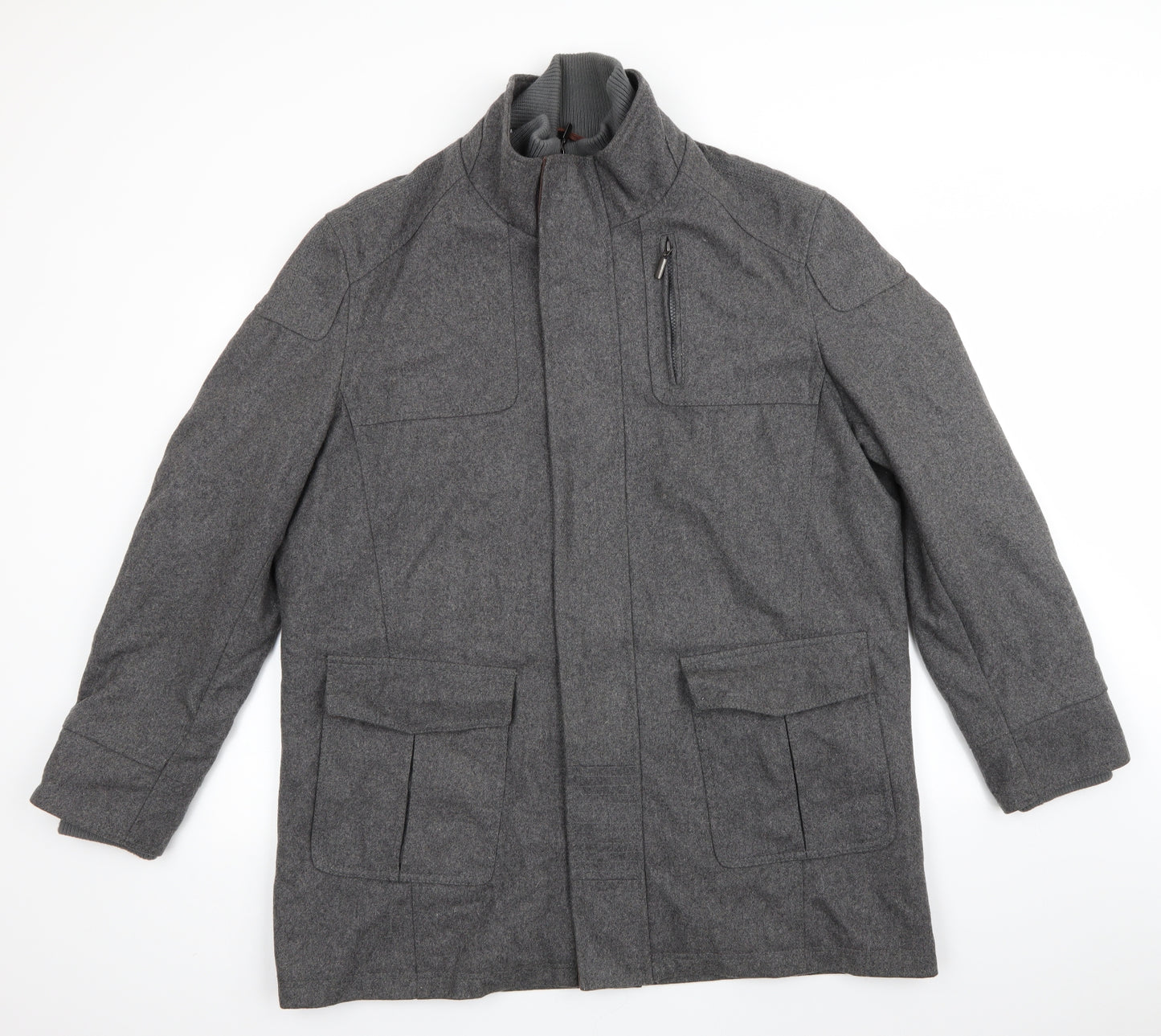 J Hampton & Sons Mens Grey   Overcoat Coat Size 2XL  - Double Zipped Felt like texture Heavyweight