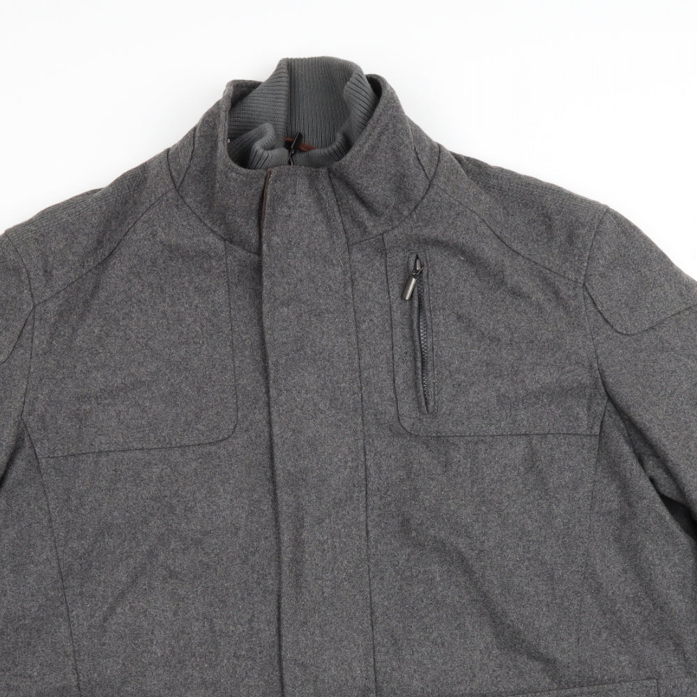 J Hampton & Sons Mens Grey   Overcoat Coat Size 2XL  - Double Zipped Felt like texture Heavyweight