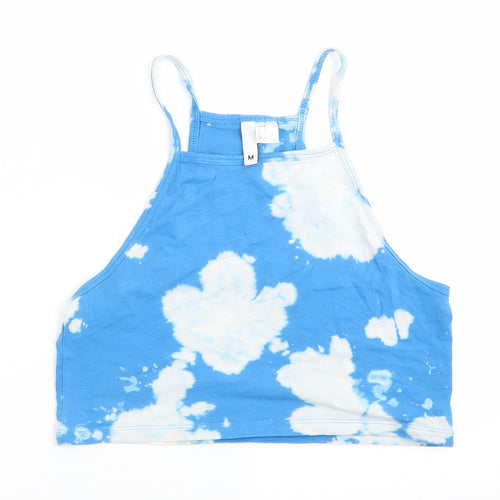 Divided Womens Blue Geometric  Cropped Tank Size M  - Tye Dye effect
