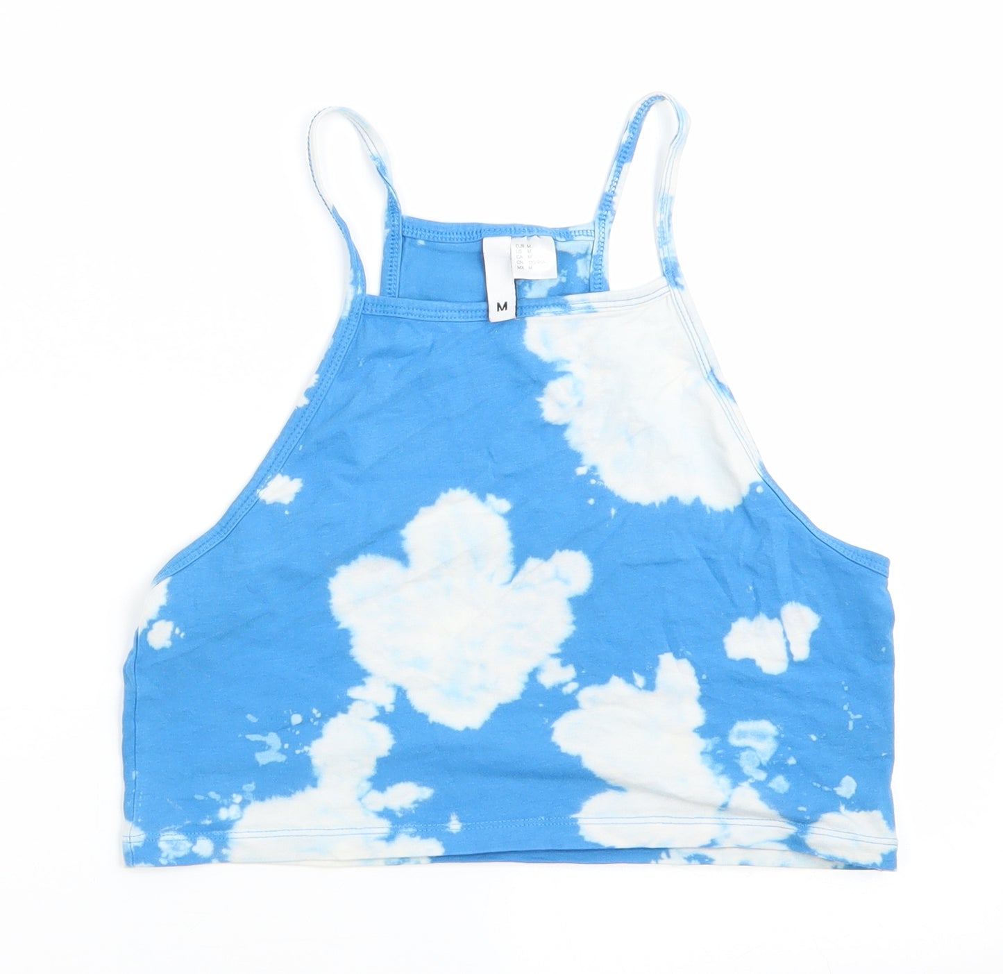 Divided Womens Blue Geometric  Cropped Tank Size M  - Tye Dye effect
