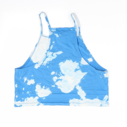 Divided Womens Blue Geometric  Cropped Tank Size M  - Tye Dye effect