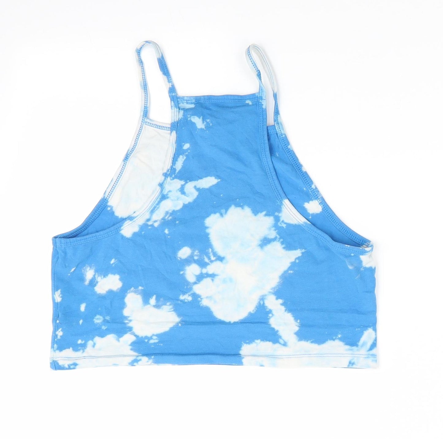 Divided Womens Blue Geometric  Cropped Tank Size M  - Tye Dye effect