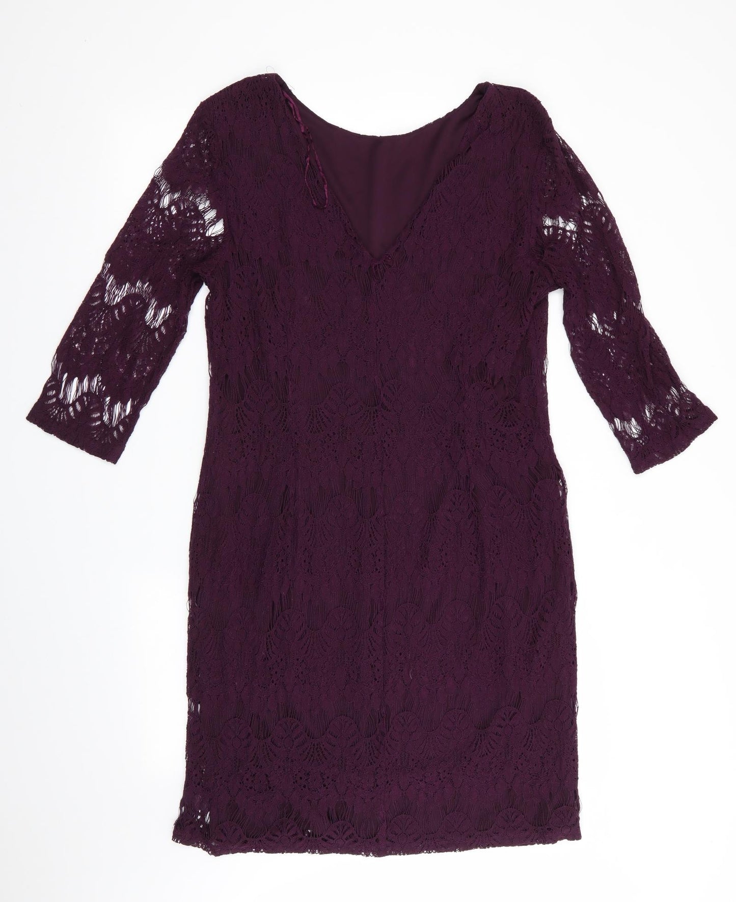 Peacocks Womens Purple Floral  Bodycon  Size 18  - Lace Overlay Dress