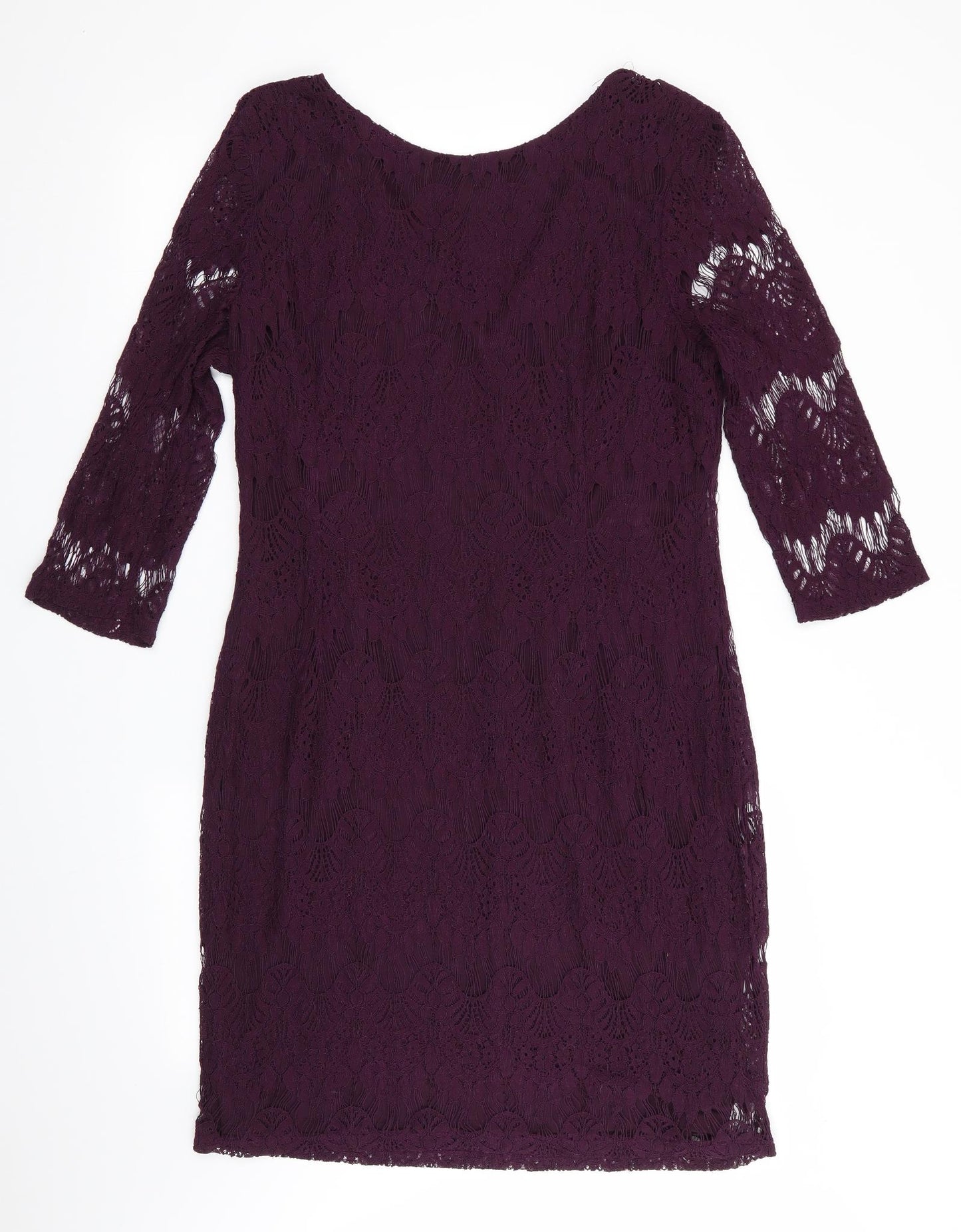 Peacocks Womens Purple Floral  Bodycon  Size 18  - Lace Overlay Dress