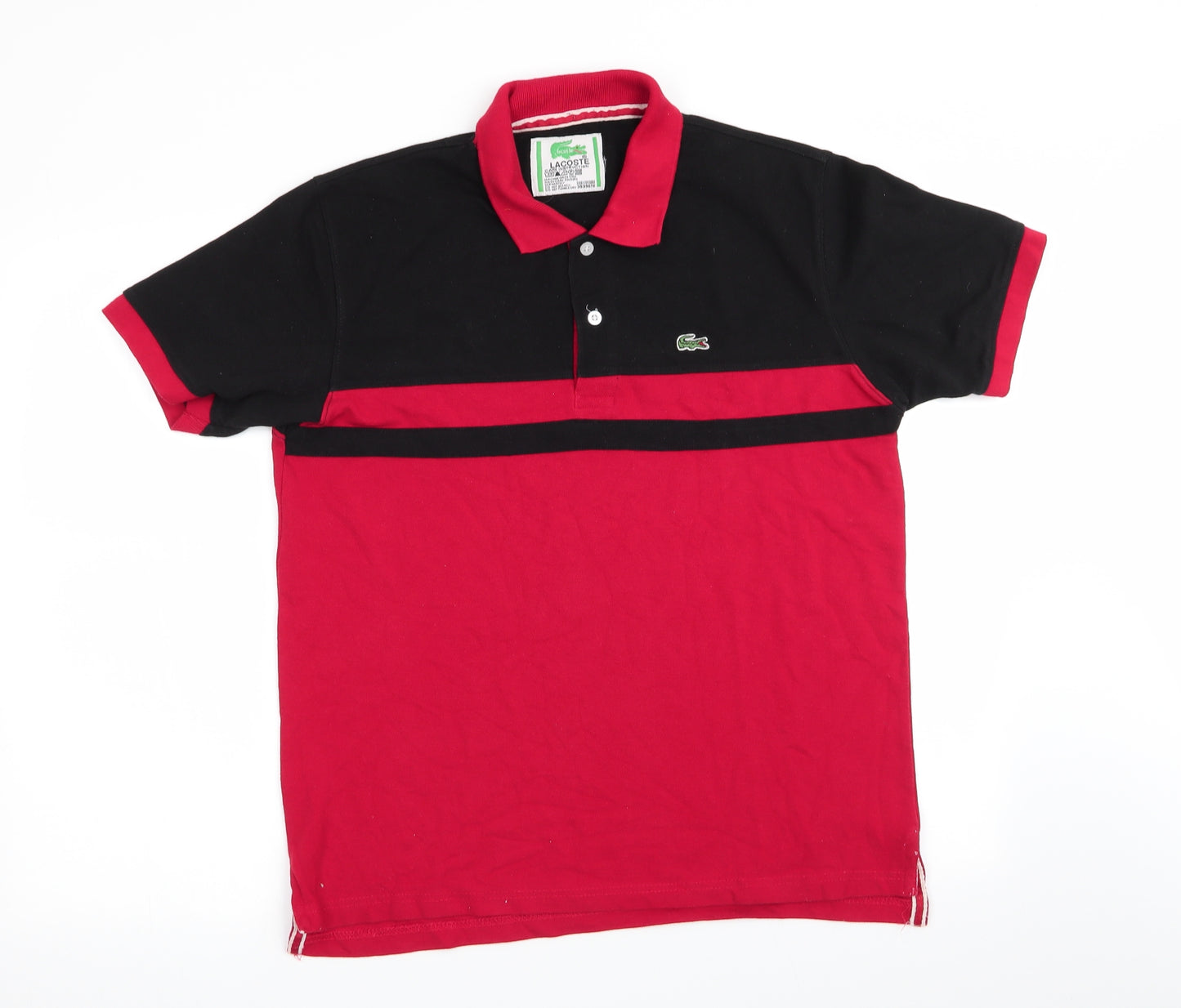 Lacoste Mens Red Colourblock   Polo Size XL  - Red & Black