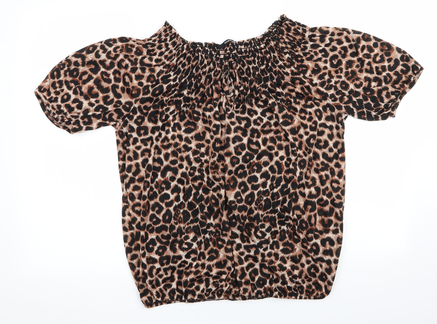 George Womens Beige Animal Print  Basic Blouse Size 14  - Elasticated shoulders