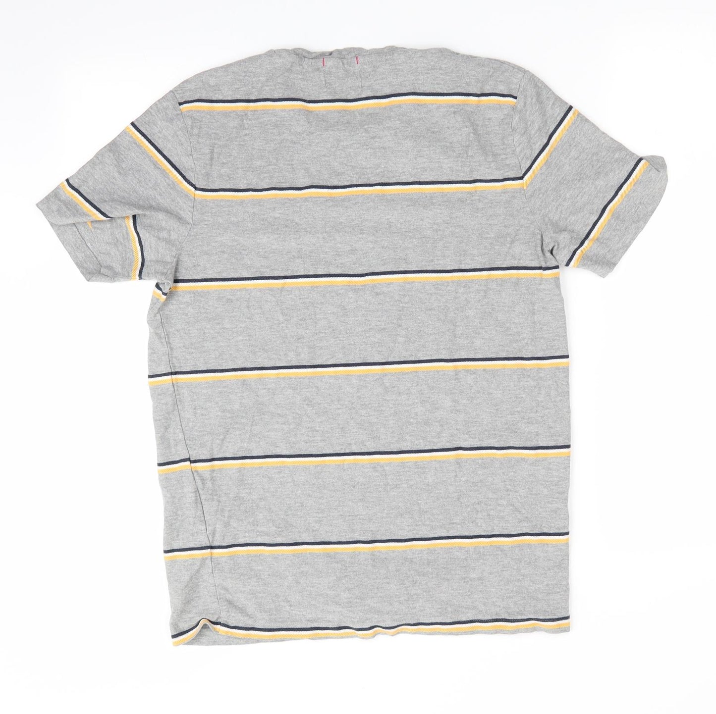 JACK & JONES Mens Grey Striped   T-Shirt Size S  - Black Yellow White Stripes