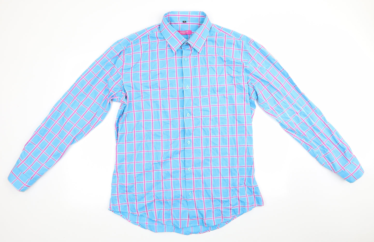 Loensee  Mens Blue Check   Button-Up Size 4XL  - Light blue & pink Check