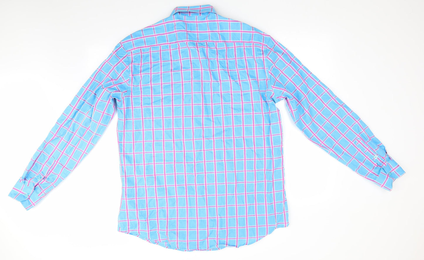Loensee  Mens Blue Check   Button-Up Size 4XL  - Light blue & pink Check