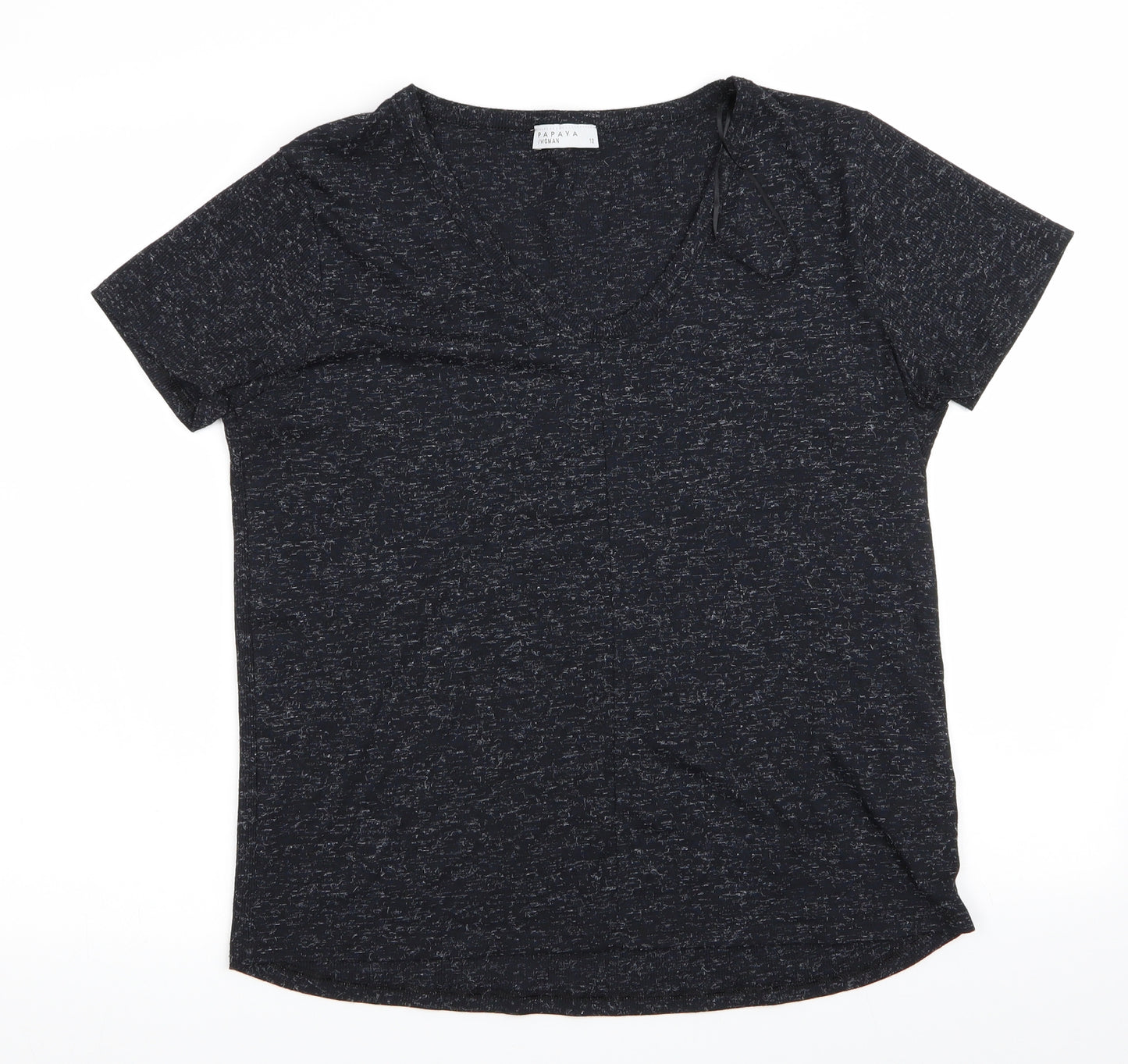 Papaya Womens Black   Basic T-Shirt Size 12  - White Fleck