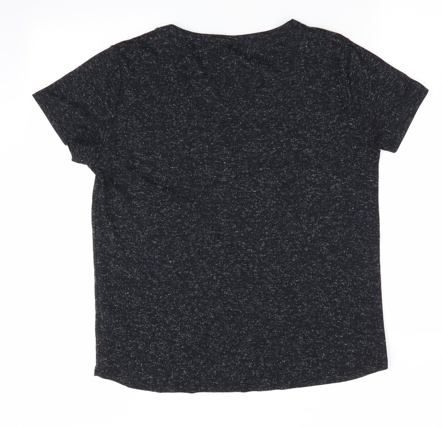 Papaya Womens Black   Basic T-Shirt Size 12  - White Fleck