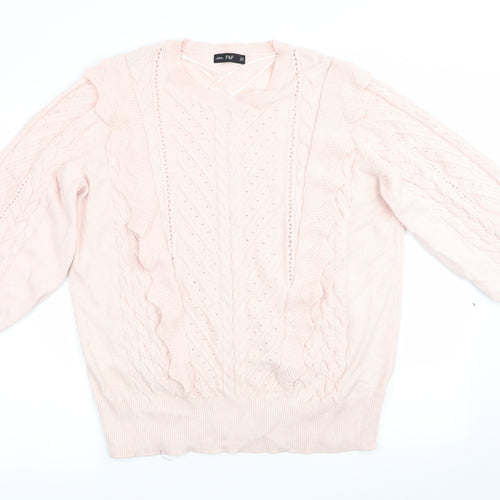 Florence and Fred Womens Pink Geometric  Pullover Jumper Size 10  - Frilled Front Detail