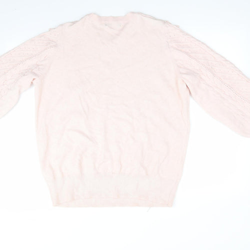 Florence and Fred Womens Pink Geometric  Pullover Jumper Size 10  - Frilled Front Detail