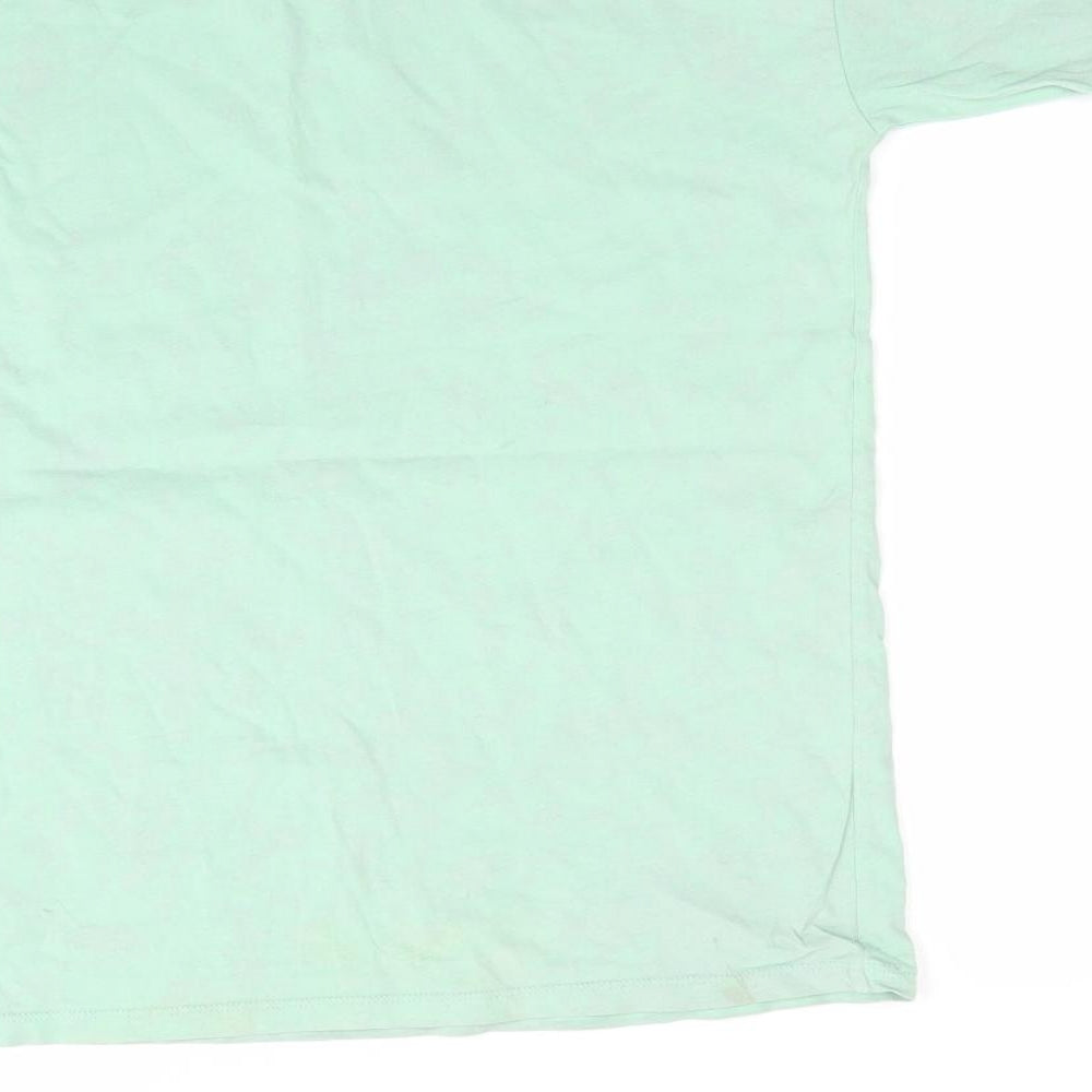 George Girls Green   Basic T-Shirt Size 10-11 Years  - Gratitude Kindness Positivity - Subtle Purple Tye Dye Effect