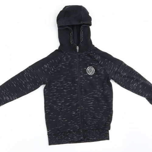 Florence and Fred Boys Black   Full Zip Hoodie Size 6-7 Years  - Future - white dash pattern