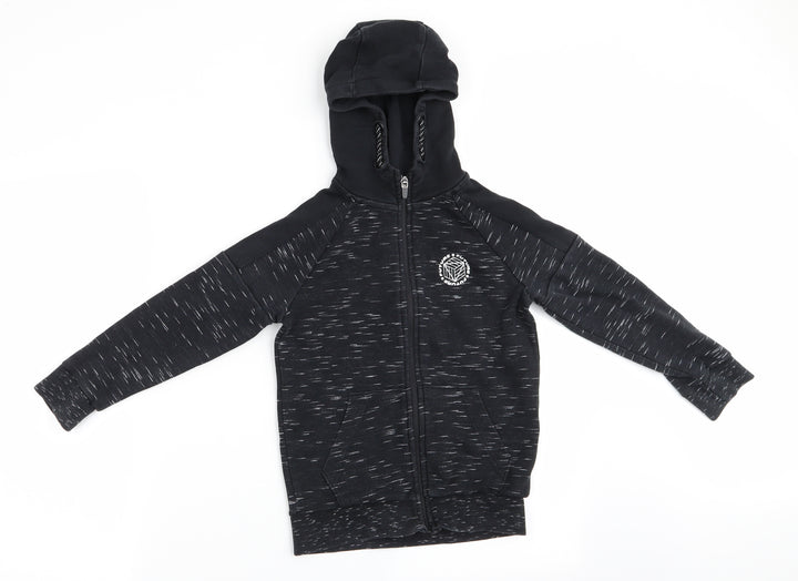 Florence and Fred Boys Black   Full Zip Hoodie Size 6-7 Years  - Future - white dash pattern