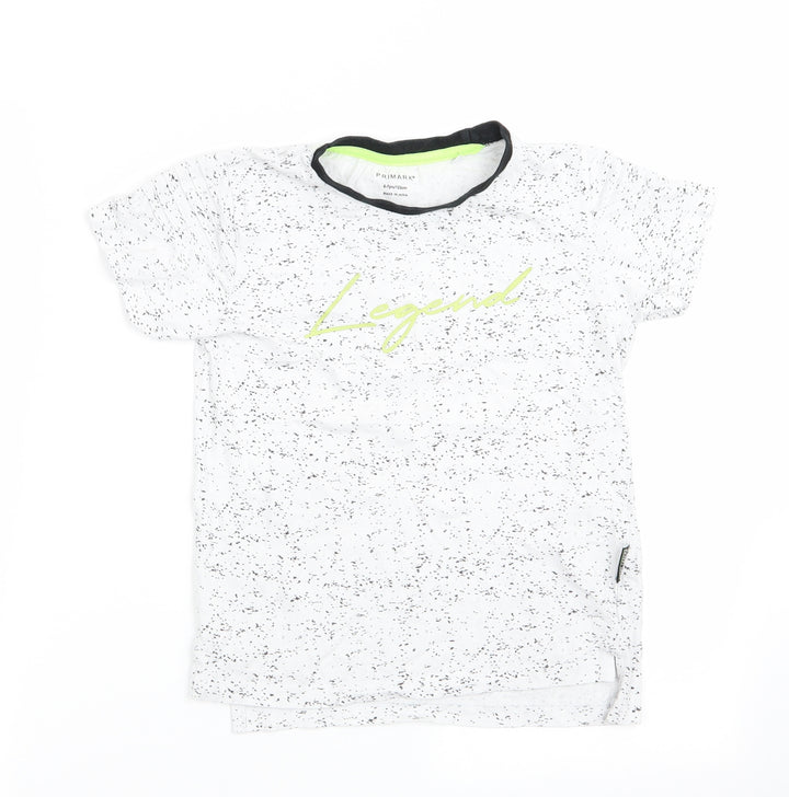 Primark Boys Ivory Basic T-Shirt Size 6-7 Years - Legend - black fleck print