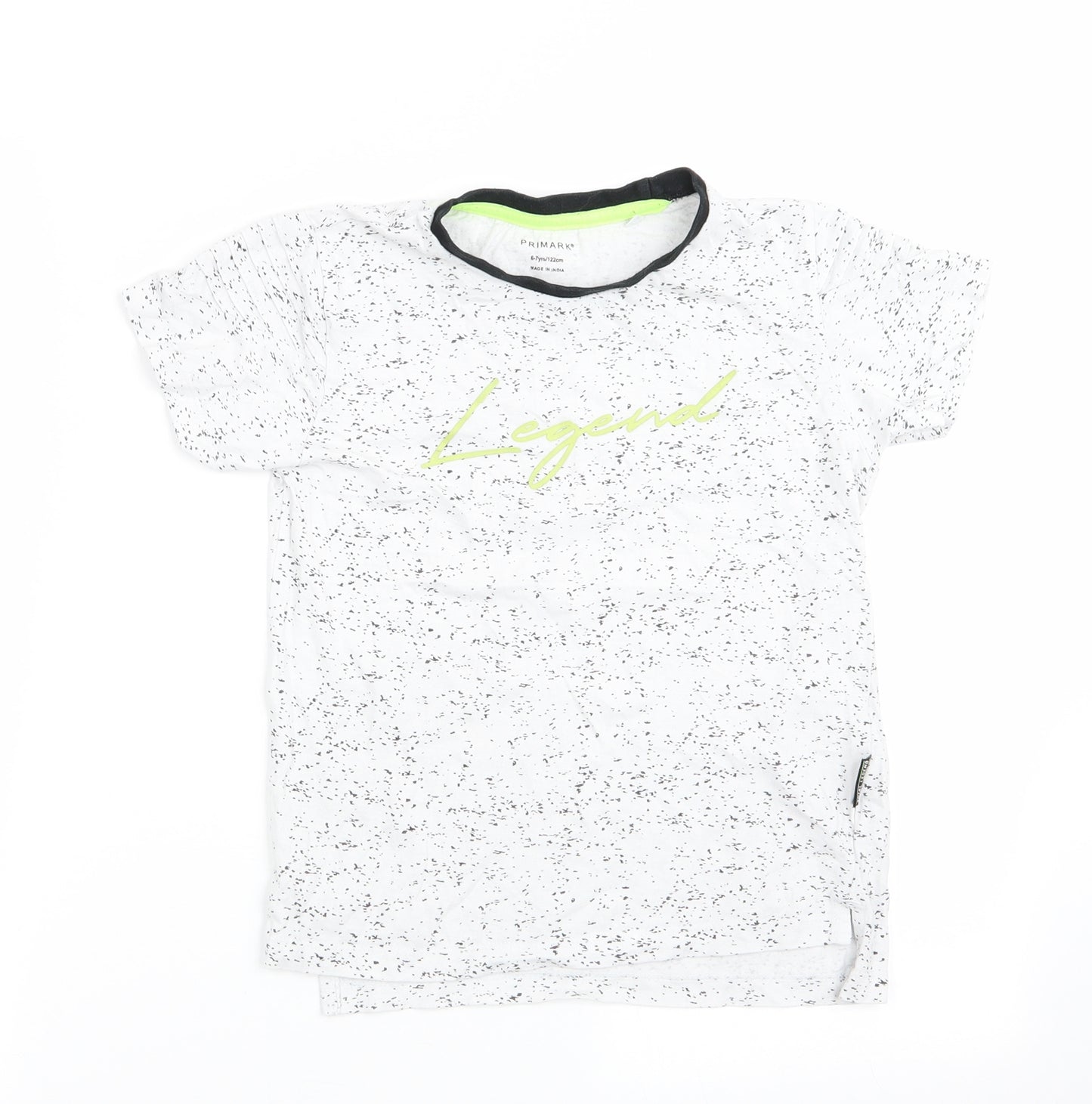 Primark Boys Ivory   Basic T-Shirt Size 6-7 Years  - Legend - black fleck print