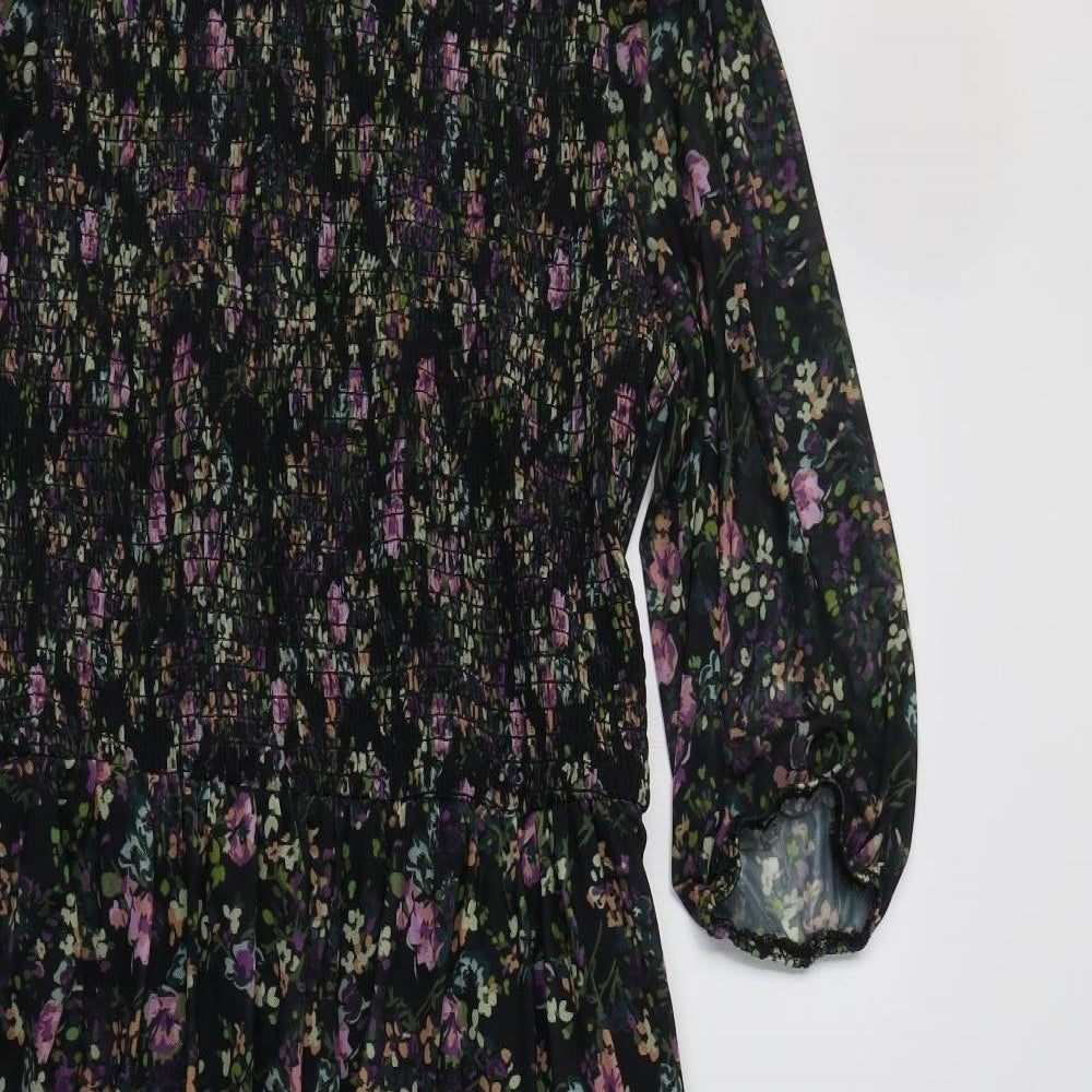 Oasis Womens Black Floral  Maxi  Size L