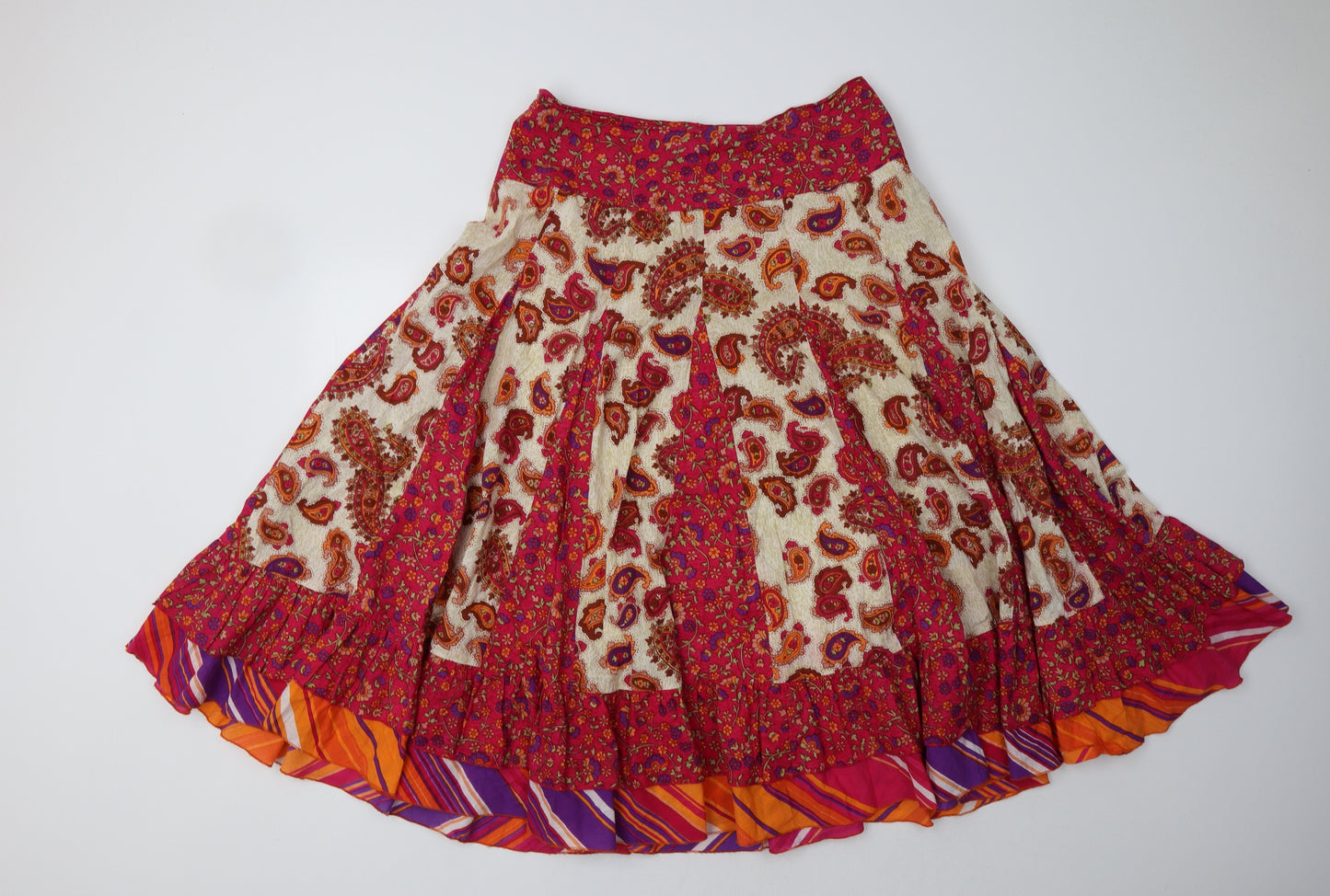 Phool Womens Pink Paisley  Flare Skirt Size 12