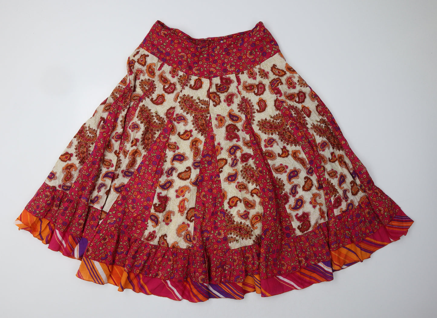 Phool Womens Pink Paisley  Flare Skirt Size 12